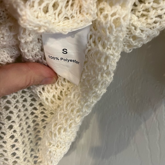 Cream Open-Knit Crochet Women's Cardigan Small - Picture 5 of 8